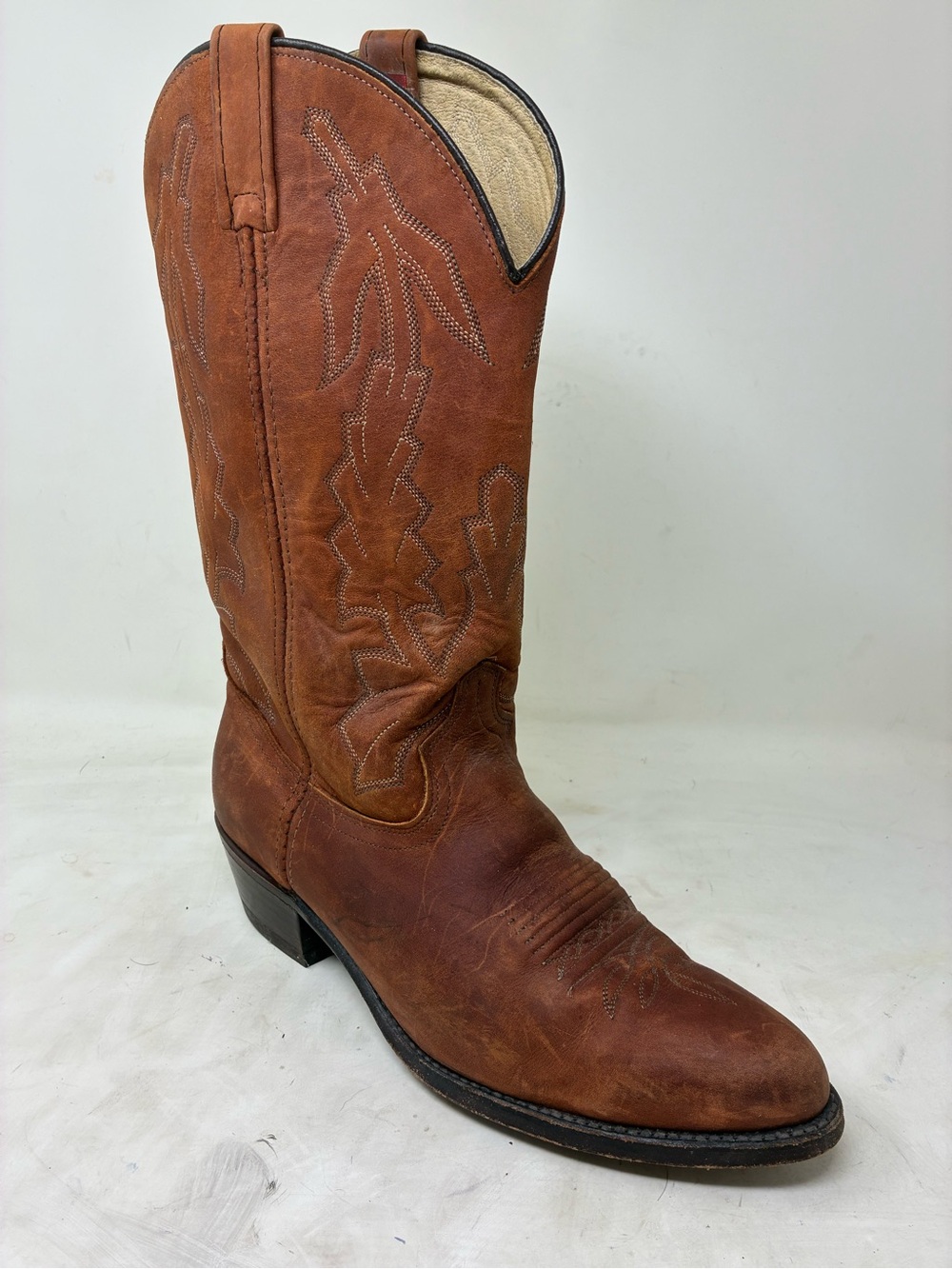 Dan Post Rustic Brown Embroidered Western Cowboy Boots (EW) extra wide.